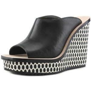 Loeffler Randall Pattern Peep Toe Wedge Mule EUC